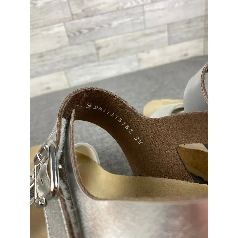 MEPHISTO WEDGE SANDALS Lissandra Silver Metallic Platform Comfort Women 38 US 8 - Picture 6 of 7